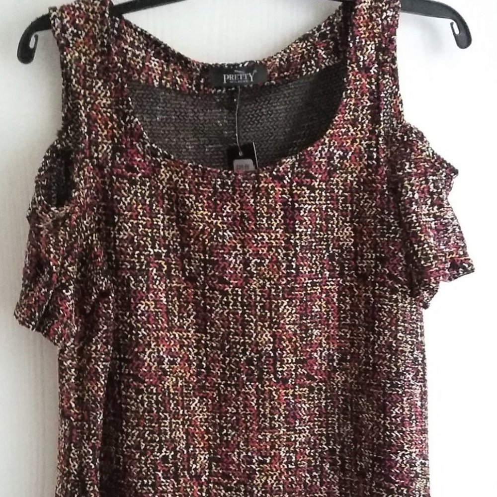 ⭐️ Host Pick⭐️ Pretty Woman | Cold shoulder sleeve multi-colour blend blouse - Picture 4 of 6